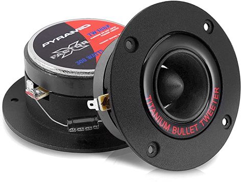 Amazon.com: 1” Audio Car Tweeter Speaker - 3.25” Bullet Horn Aluminum Die-Cast Titanium Dome, 300 Watt Peak, 2k-25kHz Frequency Response, 4 to 8 Ohm, Heavy Duty 20 oz. Magnet Structure - 1 Pair - Pyramid TW18BK Tweeter Speaker, Hifi Audio, Beats Headphones, Pyramid, Over Ear Headphones, Horn, Black Red, Speaker, Heavy Duty