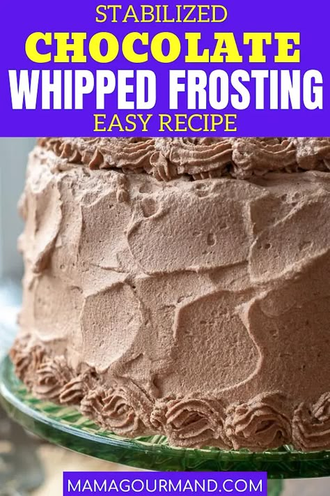 Easy Whipped Cream Frosting, Chocolate Whipped Frosting, Easy Whipped Cream, Chocolate Whipped Cream Frosting, Whipped Cream Frosting Recipe, Whipped Cream Icing, Chocolate Frosting Recipes, Recipes With Whipping Cream, Whipped Frosting