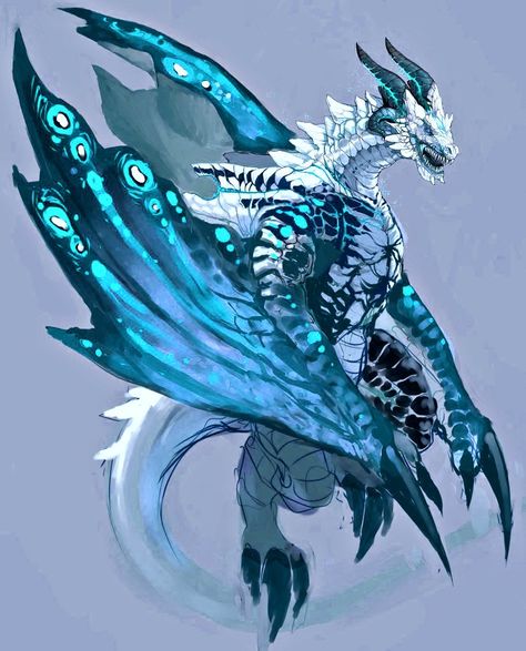 Ice Dragon Concept Art, Ice Dragonborn, Bipedal Dragon, Winter Dragon, Imaginary Animals, Ice Fairy, Ice Monster, Dragon C, Snow Dragon