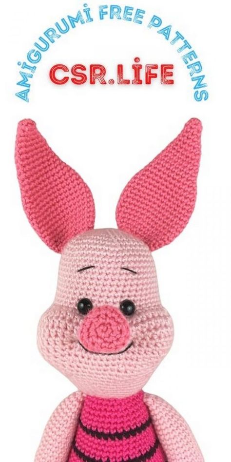 Cartoon Character Piglet Amigurumi Free Pattern – Csr.life Piglet Lovey Crochet Pattern, Crochet Disney Patterns, Crochet Cartoon, Knit Hat Pattern, Disney Crochet Patterns, Disney Crochet, Pattern Free Amigurumi, Free Amigurumi Crochet Patterns, Crocheted Animals