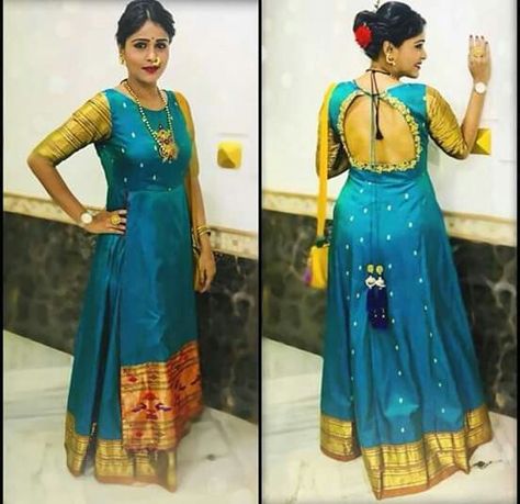 One Piece Gown, Lace Blouse Design, Function Dresses, Long Frock Designs, Casual Frocks, Paithani Saree, Blouse Design Images, New Blouse Designs, Long Gown Dress