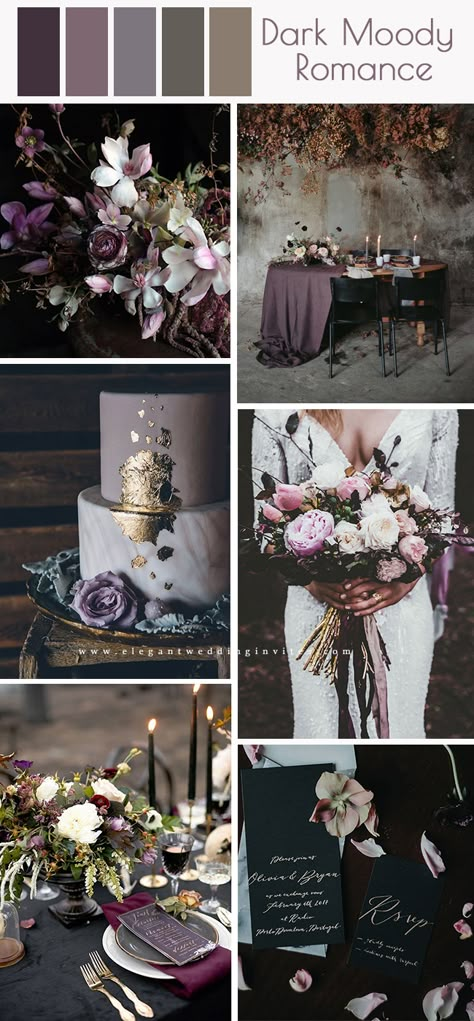 Dark Wedding Theme, Purple Wedding Theme, Wedding Color Trends, Wedding Colors Purple, Dark Wedding, Wedding 2025, Moody Wedding, Wedding Theme Colors, Future Wedding Plans