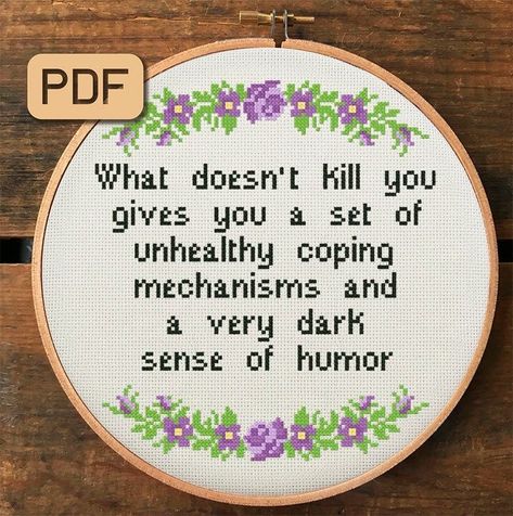 Funny Cross Stitch, Cross Stitch Quotes, Dark Sense Of Humor, Funny Cross Stitch Patterns, Subversive Cross Stitch, Funny Work, Cross Stitch Funny, Disney Stitch, Embroidery Hoop Art