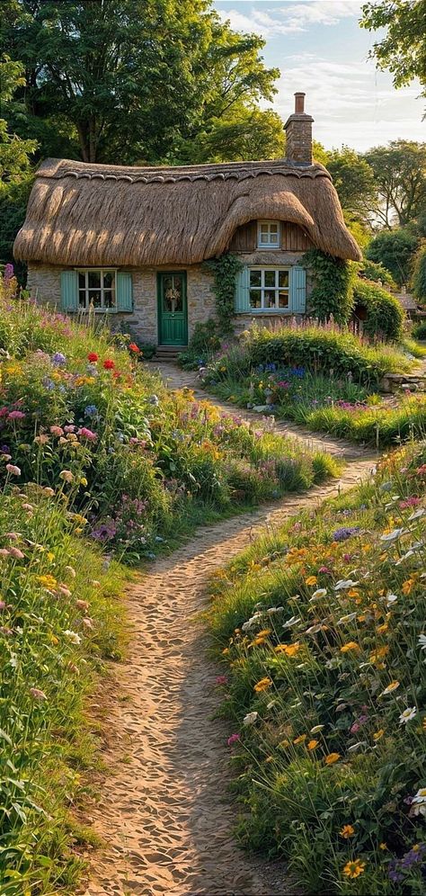 Small Countryside House, Cottage Core Landscape, Cottage Photography, Cottage Aesthetic, Fairytale Cottage, Cute Cottage, Countryside House, Small Cottage, Fantasy House