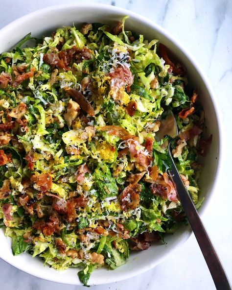 Brussel Sprout Salad Recipes, Crispy Pancetta, Shaved Brussel Sprouts, Sprout Salad, One Pot Dinners, Sprouts Salad, Brussel Sprout Salad, Sprout Recipes, Brussels Sprouts Recipe