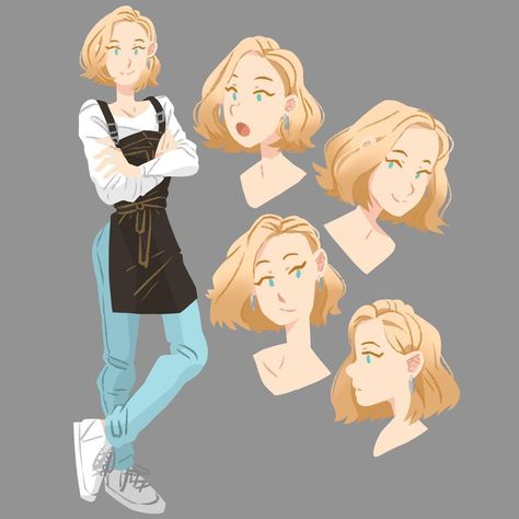 Barista Oc Art, Barista Drawing Reference, Barista Character Design, Barista Character, Barista Aesthetic, Coffee Shop Au, Barista Outfits, Cafe Outfit, Shop Illustration