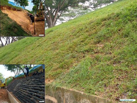 Underground Building, Gravel Landscaping, Erosion Control, Sloped Backyard, Backyard Fences, Garden Landscape Design, Retaining Wall, Diy Outdoor, Backyard Landscaping