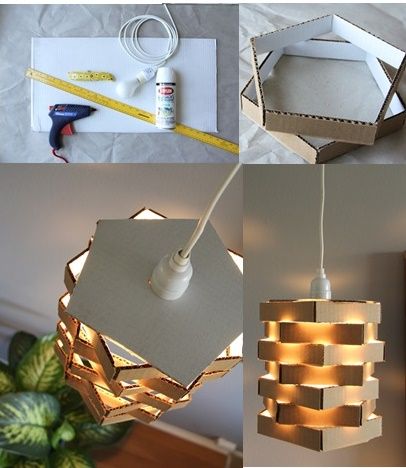 Olha esta luminária com papelão daquele bem grosso! E veja mais 7 ideias neste post! Do It Yourself Decoration, Carton Diy, Cardboard Crafts Diy, Diy Chandelier, Work Diy, Kraf Diy, Diy Crafts Room Decor, Diy Crafts Hacks, Diy Cardboard