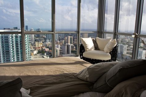 The+Ultimate+Miami+Penthouse Two Story Penthouse, Miami Penthouse, Penthouse In New York, Avengers Tower, Private Elevator, Florida Villas, Glass Railings, Episode Backgrounds, Adult Bedroom