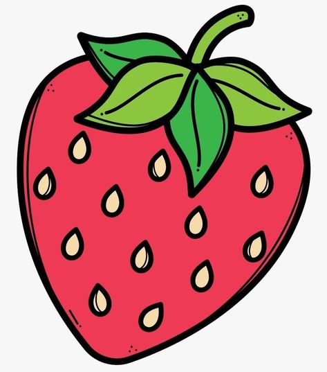 Cute Fruit Drawings Easy, Drawing Fruits For Kids, Fruits Drawing For Kids, Fresa Dibujo, Easy Fruit Drawing, Fruit Clip Art, Fruits Clipart, Strawberry Clipart, Strawberry Drawing