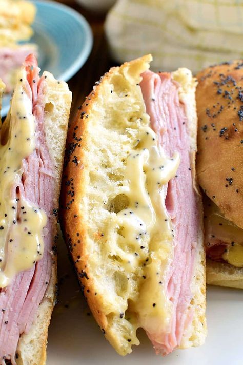 Honey Mustard Ham, Cheese With Honey, Bbq Pork Sandwiches, Grilled Ham And Cheese, Grilled Ham, Ham Sandwiches, Ham And Cheese Sandwich, Hot Sandwich, Ham Cheese