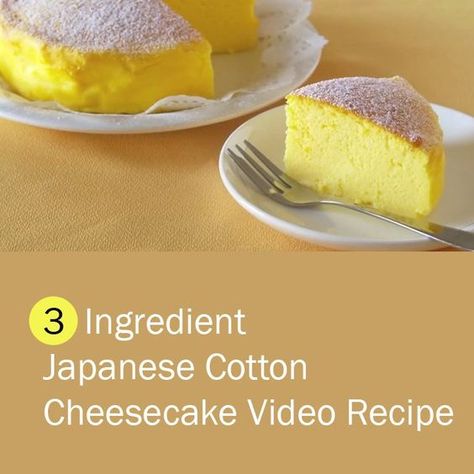 Japanese Cotton Cheesecake Recipe Only Needs 3 Ingredients Japanese Cotton Cheesecake Recipe, Cotton Cheesecake Recipe, Cheesecake Japanese, 3 Ingredient Cheesecake, Healthy Cheesecake Recipes, Japanese Cotton Cheesecake, Creative Dishes, Cotton Cheesecake, Lemon Cheesecake Recipes