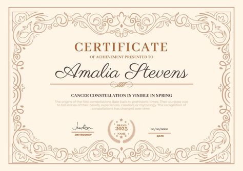 Ornamental Engraving Achievement Certificate Certificate Design Aesthetic, Achievement Certificate, Certificate Of Achievement, Certificate Design, Certificate Templates, Old Money Aesthetic, Free Graphic Design, How To Look Better, For Free