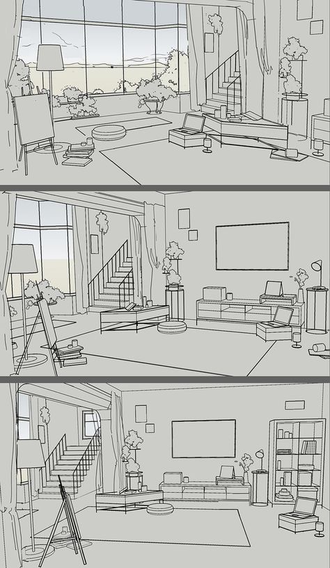 How To Draw Perspective Room, Room Background Drawing Reference, Inside Of A House Drawing, Dream Room Sketch, Draw Room Perspective, Perspective Drawing Reference Room, Interior Design Drawing Tutorial, Desk Perspective Drawing, Anime Background Drawing Reference