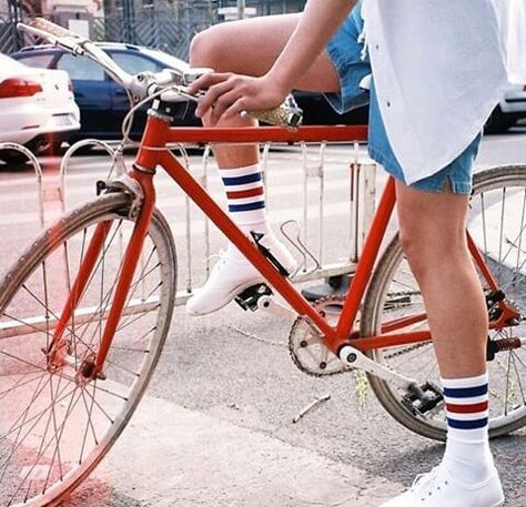 Screamin x Outfits We Heart It, Socks, Lost, Bike, Red, Blue