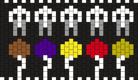 Missing Children (fnaf) Pony Bead Patterns | Misc Kandi Patterns for Kandi Cuffs Fnaf Kandi, Rave Light, Kandi Mask, Kandi Cuff Patterns, Diy Kandi Bracelets, Diy Kandi, Kandi Cuff, Photo Pattern, Kandi Bracelets