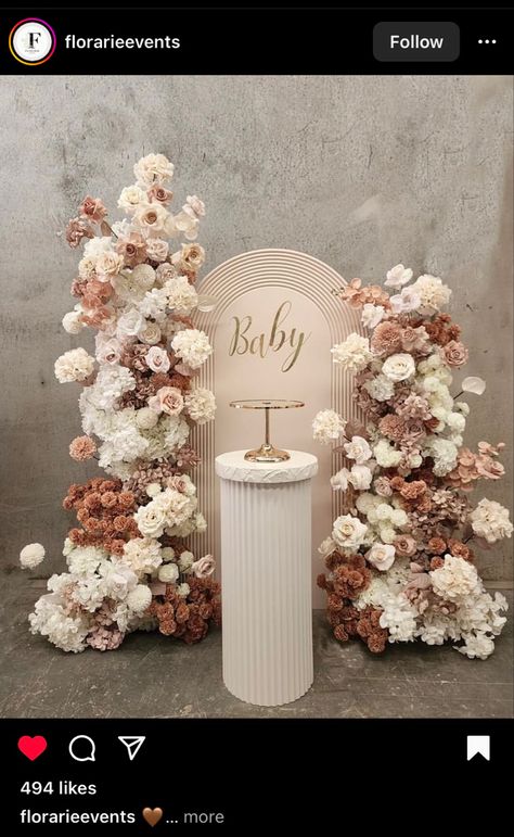 Floral Chiara Backdrop, Chiara Backdrop With Flowers, Baby Shower Girl Diy, Reception Stage Decor, Baby Birthday Decorations, Booth Wedding, Dream Wedding Decorations, Wedding Backdrop Design, Easy Backdrops