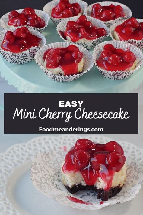 Individual Cheesecake Recipes, Mini No Bake Cheesecake, Berry Pie Filling, Mini Cherry Cheesecakes, Cherry Cheesecake Recipe, Finger Food Desserts, Individual Cheesecakes, Cheesecake Muffins, Canning Cherry Pie Filling