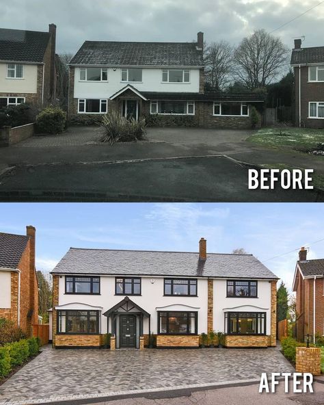 House Exterior Before And After, Before After Design, 1960s House, Property Renovation, New Staircase, Residential Building Design, Brick Exterior House, Smart Home Design, Exterior Makeover