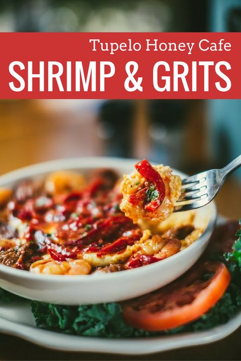 We take our shrimp and grits very, very seriously here at Tupelo. Goat cheese grits are our own signature twist to one of the South's favorite meals. Shrimp Goat Cheese, Soul Food Dinner Ideas, Roasted Red Pepper Sauce Recipe, Food Dinner Ideas, Cheese Grits Recipe, Honey Shrimp, Honey Cafe, Shrimp N Grits Recipe, Pepper Sauce Recipe