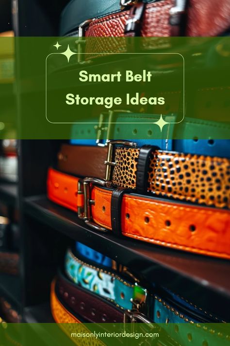 Discover smart ways for belt storage to keep your closet tidy and organized. This pin highlights accessibly mounted belts and creative uses of hooks for efficient closet space utilization. Hanging Belts Ideas, How To Store Belts In Closet, How To Organize Belts, Belt Organizer Ideas, Belts Organizing Ideas, Belt Storage Ideas Diy, How To Store Belts, Belt Hanger Ideas, Belt Storage Ideas