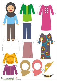 Muslim Kids Activities, Free Printable Paper Dolls, Islamic Kids Activities, Eid Crafts, Barbie Paper Dolls, Ramadan Activities, Ramadan Crafts, Muslim Kids, Paper Dolls Printable