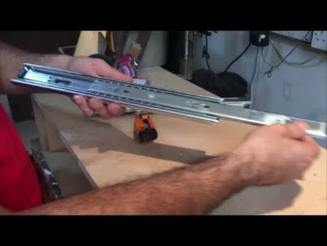 How To Install Sliding Cabinet Drawers, Drawer Slides Ideas, How To Install Drawer Pulls, Install Drawer Slides, Installing Drawer Slides, Diy Pull Out Shelves, Drawer Repair, Wood Drawer Slides, Workbench Diy