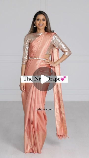 TiaBhuva.com | Saree Silhouette on Instagram: "The Nivi Drape - Save it and try it later✨

#sareetutorial #tutorial #weddingoutfit #reels #reelitfeelit #weddingsarees #sareelove #sareelover #saree #nivi #nividrape" Saree Tutorial, Saree Silhouette, Saree Draping, Drape Saree, Saree Styles, Saree Wedding, Try It, Wedding Outfit, Indian Fashion