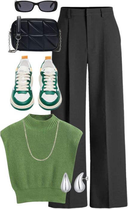 Classy Aesthetic Casual, Green Chic Outfit, Maximalist Office Outfit, Green Winter Outfits, Smart Casual Summer Outfits, Polyvore Outfits Classy, Polyvore Outfits Aesthetic, Chique Outfit, Shoplook Outfits