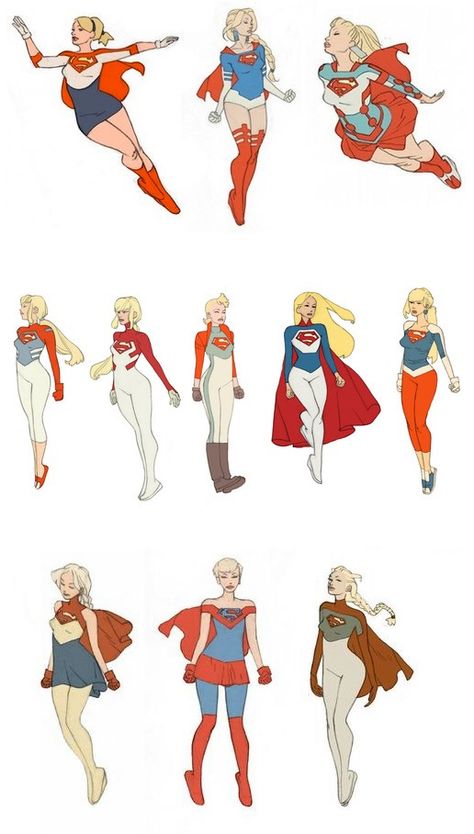 Supergirl Costume Design, Supergirl Pose Reference, Superhero Costume Design Concept Art, Supergirl Concept Art, Female Superhero Costumes Design, Supergirl Redesign, Comic Lines, Superhero Outfits Design, Supergirl Outfit