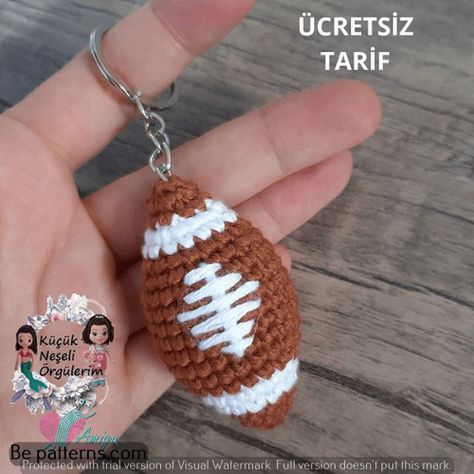 crochet ideas-Crochet Unicorn Keychains: Magical and Whimsical Crochet Football Pattern, Football Keychain, Stuffed Crochet, Crochet Football, Crochet Baby Costumes, Crochet Keychains, Cute Amigurumi, Knitting And Crochet Patterns, Crochet Chicken