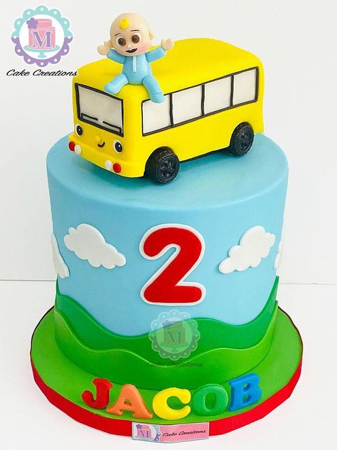 Coco Melon Bus Cake, Jj Cake Cocomelon, Bus Cakes For Boys, Cocomelon Cake Ideas For Boy, Cocomelon Bus Cake, Cocomelon Birthday Cake Boy, Bus Theme Cake, Bus Birthday Cake, Cocomelon Birthday Cake