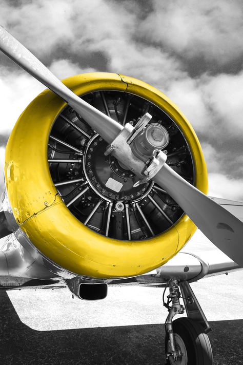 Radial engine and yellow cowling of an AT6 Texan plane photo by csfotoimages - available at www.etsy.com/shop/wallart4ucom and www.csfotoimages.com Propeller Art, Propeller Wall Decor, Plane Propeller, Airplane Clipart, Propeller Wall, Airplane Propeller, Plane Photos, Radial Engine, Airplane Wall Art