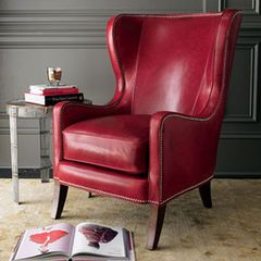 traditional chairs by Horchow Red Leather Chair, Red Chair, Traditional Chairs, Leather Recliner, Wing Chair, Comfy Chairs, Leather Furniture, Wingback Chair, Leather Chair