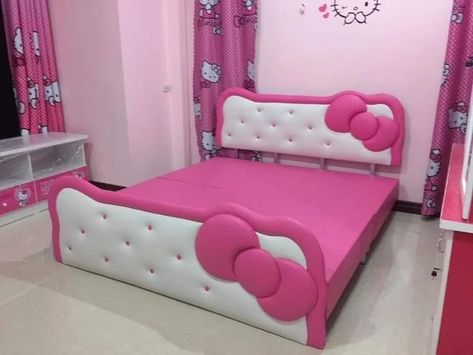 Cama Da Hello Kitty, Room Decor Hello Kitty, Bedroom Ideas For Teenage Girl, Inner Childhood, Hello Kitty Furniture, Hello Kitty Room, Kitty Room, Kids Bed Design, Hello Kitty Decorations