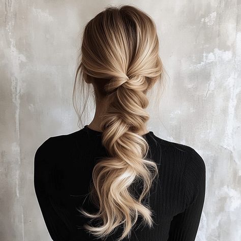 35 Effortless Messy Ponytail Hairstyles - Hair Guru Messy Ponytails, Formal Ponytail, Messy Ponytail Hairstyles, Wrap Around Braid, Knot Ponytail, Side Swept Curls, Loose Ponytail, Blonde Ponytail, Wavy Ponytail