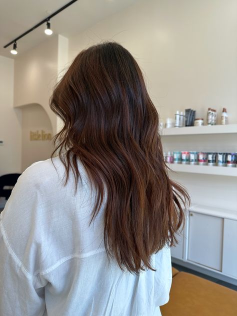 Interesting Brunette Hair, Brunette Thick Hair Haircuts, Super Dimensional Brunette, Dynamic Brunette, Warm Dark Brown Balayage, Thick Wavy Hair Styles, Bitter Chocolate Glaze Hair, Brunette Hair For Pale Skin, Glazed Brunette Hair