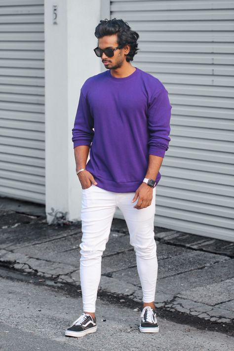 Men Purple Outfit Casual, Violet Shirt Outfit Men, Plaid Outfit Men, Violet Fashion, Man Dress, Shirt Outfit Men, Wearing Purple, Outfit Matching, Ram Photos