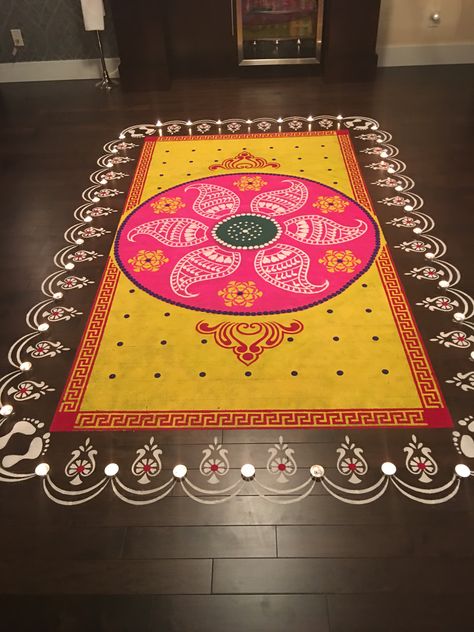 Lakshmi Puja Rangoli, Rangoli Designs Laxmi Puja, Artistic Rangoli, Diwali Special Rangoli Design, Lakshmi Puja, Krishna Jayanthi, Ganesh Rangoli, Laxmi Puja, Temple Decoration