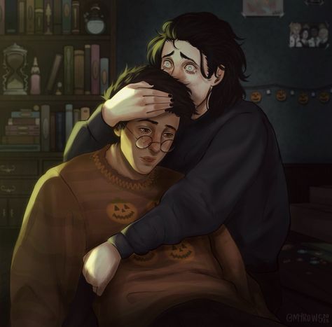 Art by @myrows on Tumblr Ivan The Terrible And His Son, James And Sirius Fanart, Sirius X James, Sirius Black Fanart, Sirius And James, Sirius Black Fan Art, James And Sirius, Halloween 1981, Black Fanart