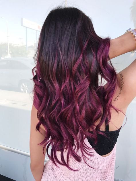 Purple Burgundy Hair Color, Purple Burgundy Hair, Peekaboo Highlights, Color Hairstyles, Hair Color Burgundy, Purple Burgundy, Balayage Blonde, Balayage Color, Hair Color Shades