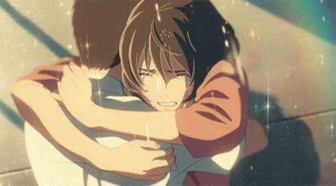 Hug GIF - Hug - Discover & Share GIFs Makoto Shinkai Movies, Hug Gif, Anime Hug, The Garden Of Words, Garden Of Words, Wolf Children, Best Romance Anime, Anime Friendship, Film Anime