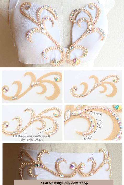 Dance Diy, Dancing Outfits, Jasmine Vine, Ballroom Jewelry, Rhinestone Designs Pattern, Dance Jewelry, Belly Dance Costume, Ballroom Dance Dresses, Diy Sewing Pattern