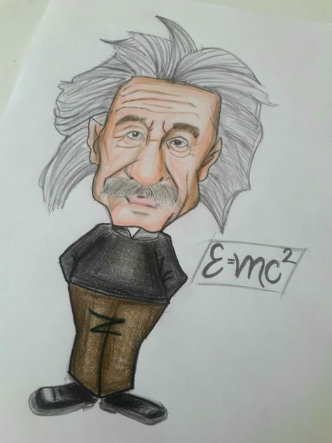 Albert Einstein Caricature - Ward Caricature Drawing Easy, Albert Einstein Drawing, Watercolour Pencils, Caricature Drawing, Pencil Art Drawings, Watercolor Pencils, Mens Casual Outfits, Albert Einstein, Pencil Art