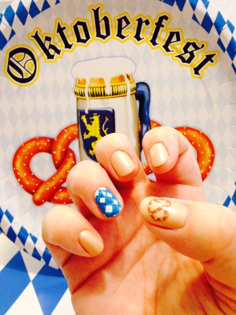 My Oktoberfest nails! Oktoberfest Nail Ideas, October Fest Nails, Octoberfest Nails Oktoberfest, Octoberfest Nails, Nails For Oktoberfest, German Nails, Oktoberfest Nails Art, Oktoberfest Nails, Oktoberfest Pretzel Necklace