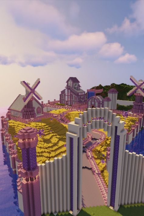 Aesthetic Pathway, Minecraft Purple, Cottagecore Minecraft, Rumah Minecraft Sederhana, Fantasy Village, Magical House, Minecraft Farm, Easy Minecraft Houses, Cool Minecraft Creations