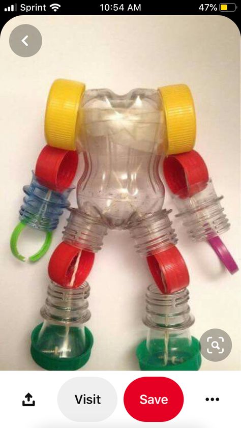 Fun Experiments For Kids, Fun Experiments, Recycled Robot, Recycled Toys, Experiments For Kids, Plastic Bottle Art, Diy Plastic Bottle, Bottle Cap Crafts, Plastic Bottle Crafts