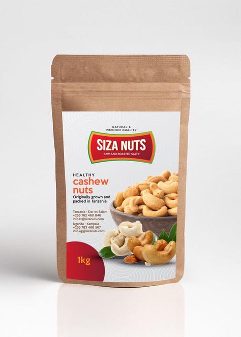 Siza nuts - Package Design Cashew Nut, Food Packaging Design, Package Design, Food Packaging, Cashew, Brand Identity, Packaging Design, Nuts, Packaging