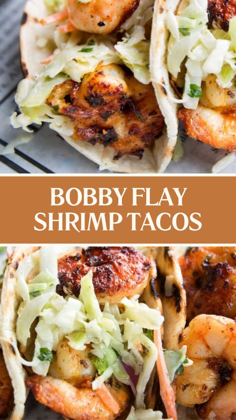 Bobby Flay Shrimp Tacos Smoked Shrimp Tacos, Shrimp And Coleslaw Recipes, Bang Bang Shrimp Tacos With Slaw, Grilled Shrimp Tacos With Cabbage Slaw, Blackened Shrimp Tacos With Cabbage Slaw, Coleslaw For Shrimp Tacos, Seafood Tacos Recipes, Bobby Flay Shrimp, Shrimp Street Tacos