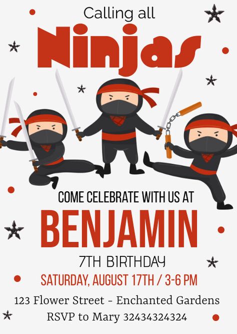 122,830+ Free Templates for 'Ninja birthday invitation' Ninja Invitations Free Printable, Ninja Birthday Party Invitations, Ninja Birthday Invitations, Ninja Invitations, Templates Birthday, Document Design, Ninja Birthday Parties, Linkedin Background Image, Free Certificate Templates